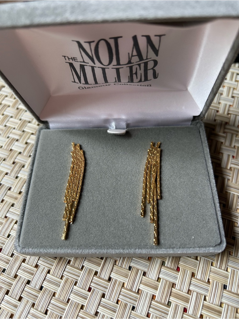 Vintage Nolan Miller Gold Tiered Fringe Dangle Earrings